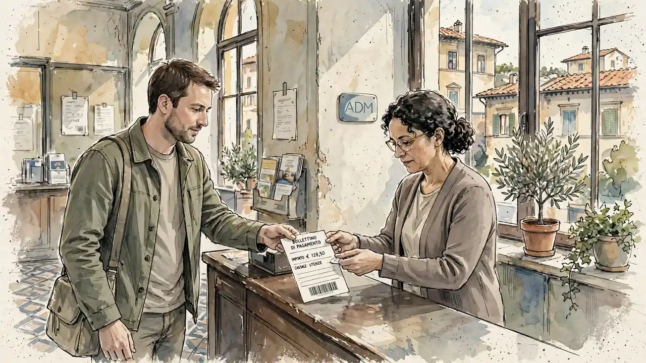 Cliente consegna pagamento alla banca di Firenze